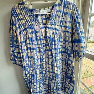 Hunter Bell Blue and Yellow Geometric Dress